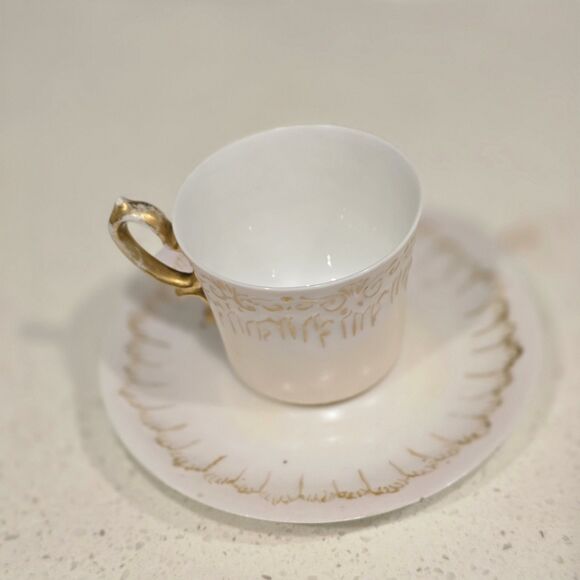 Limoges France Demitasse Cup & Saucer Hand Painted Gold c.1900 - Picture 1 of 12